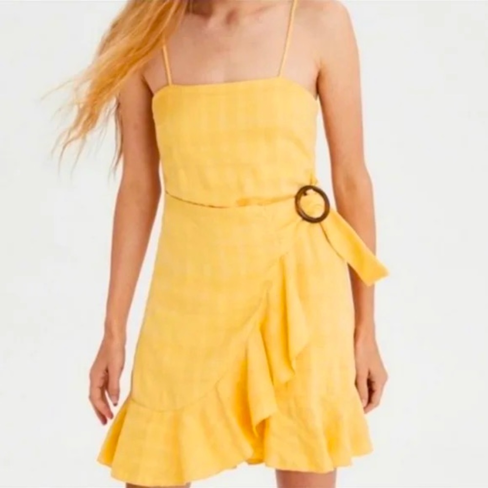 American Eagle wrap mini dress yellow